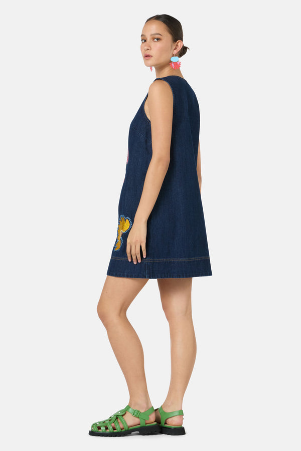 Gorman - Forest Fruits Denim PinnyDress - indigo
