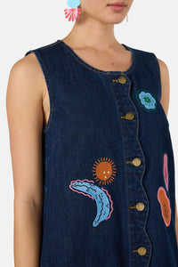 Gorman - Forest Fruits Denim PinnyDress - indigo
