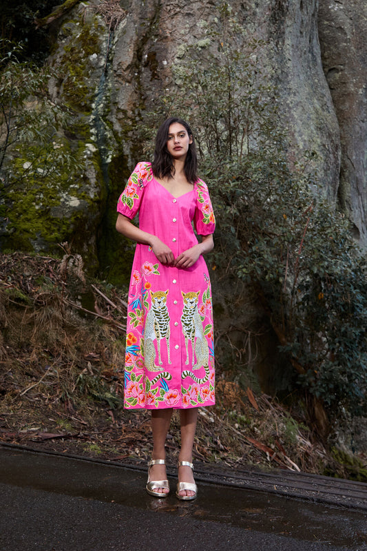 Gorman - Plum Harvest Party Dress - print