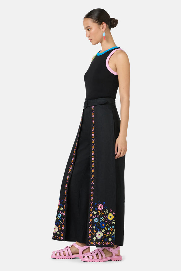 Gorman - Tropic Pop Embroidered Pant - black