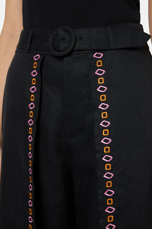 Gorman - Tropic Pop Embroidered Pant - black