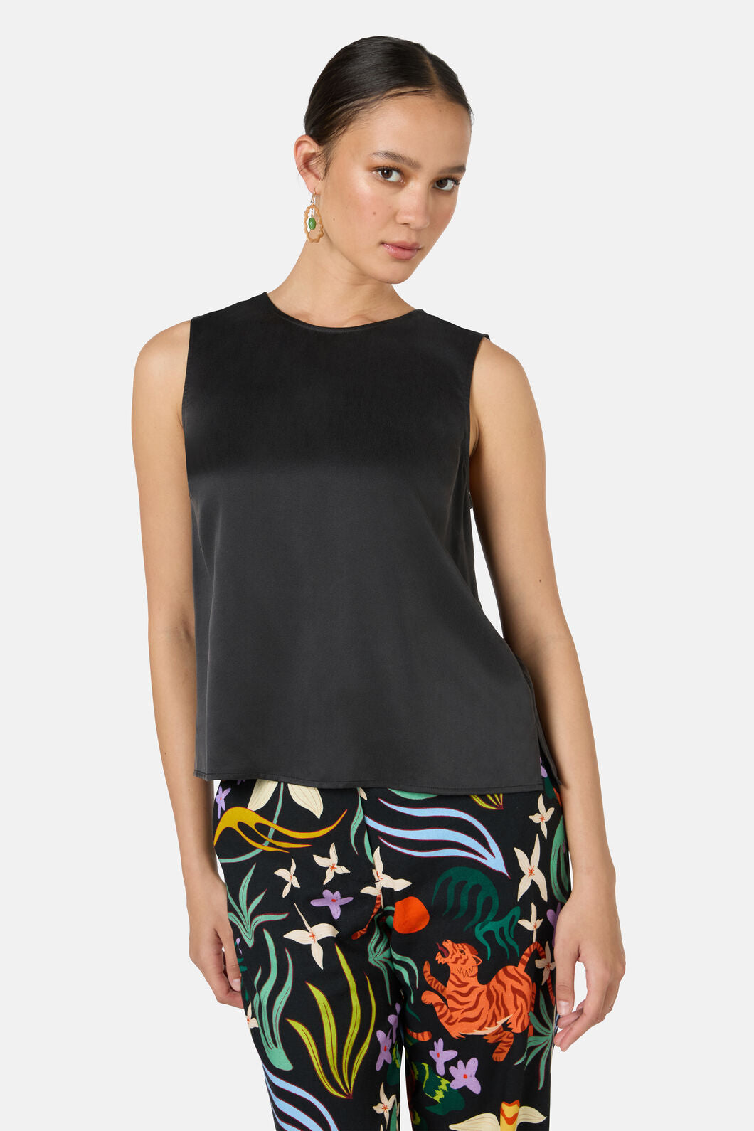 Gorman - Anika Sandwashed Silk Tank - black