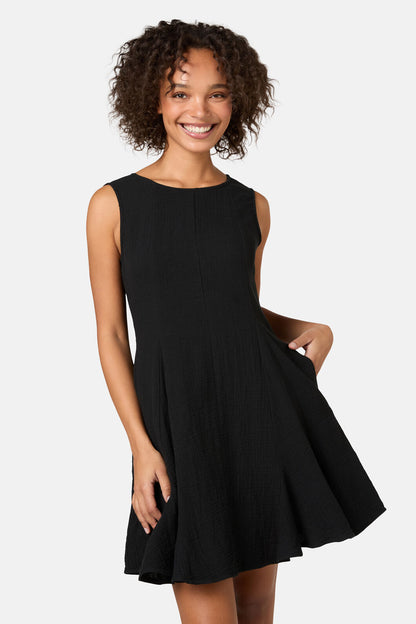 Gorman - Twirlsuit Waffle Mini Dress - black