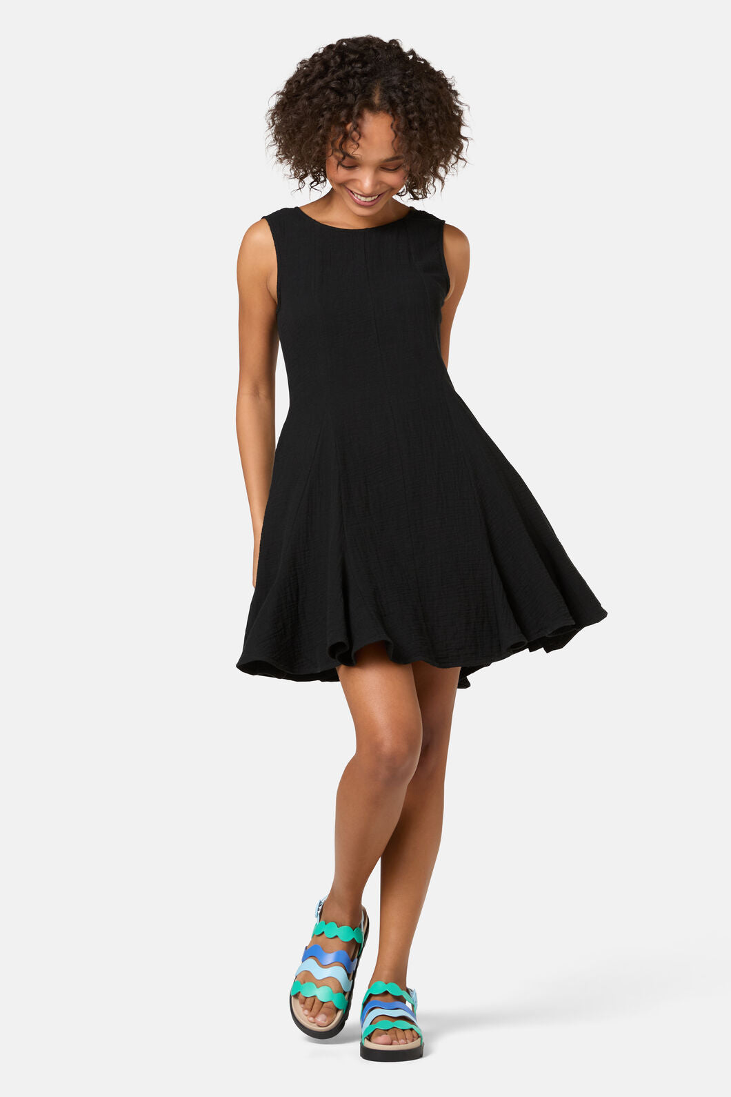 Gorman - Twirlsuit Waffle Mini Dress - black