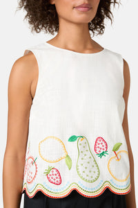 Gorman - Fruity AnglaiseEmbroideredTank - white