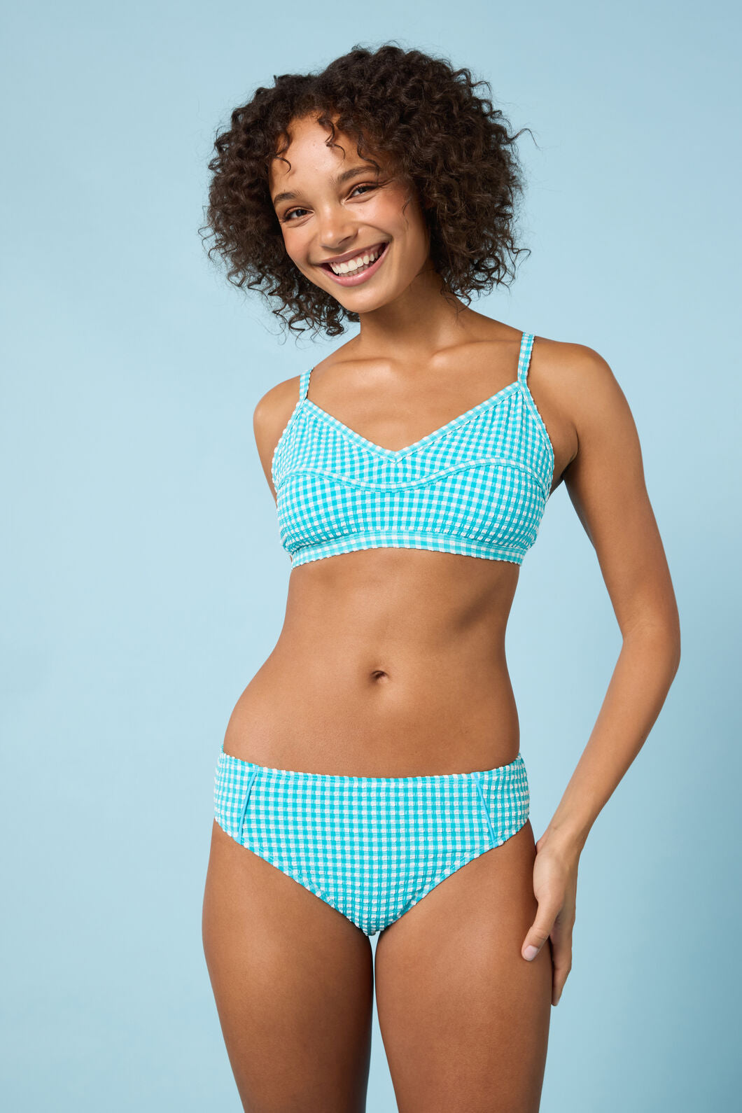 Gorman - Tidal Tartan Gingham BikiniTop - aqua