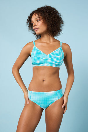 Gorman - TidalTartanGinghamBikiniBottom - aqua