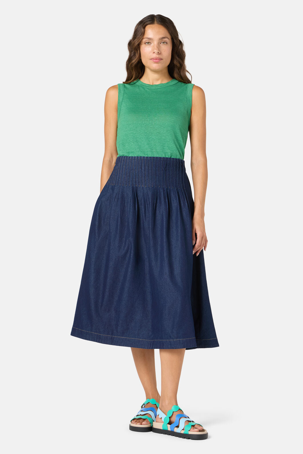 Gorman - Gabrielle Chambray Skirt - indigo