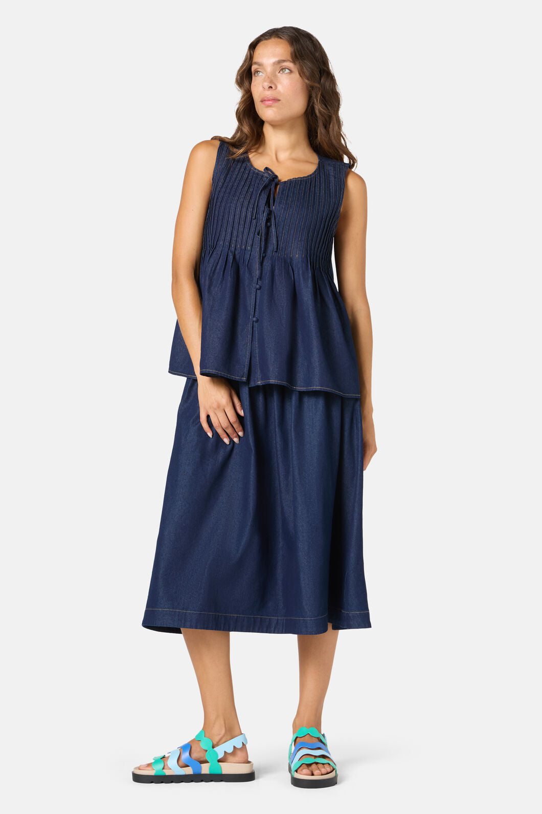 Gorman - Gabrielle Chambray Skirt - indigo