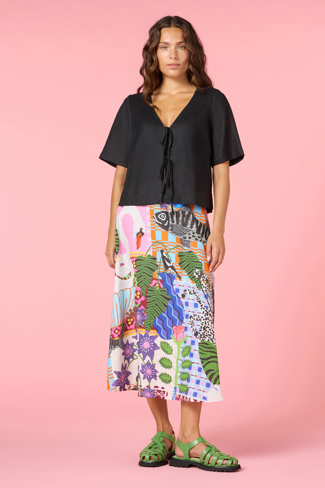 Gorman - Tie And True Linen Top - black