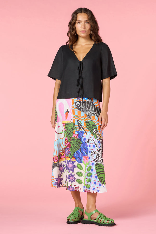 Gorman - Tie And True Linen Top - black