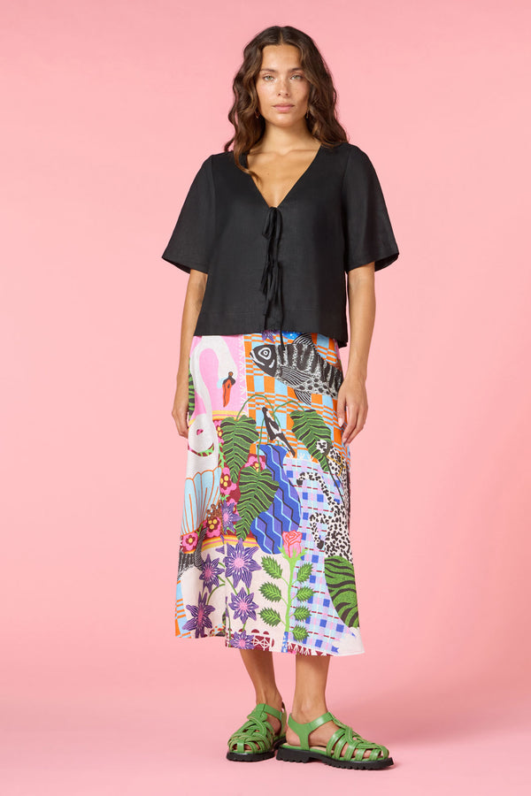 Gorman - Tie And True Linen Top - black