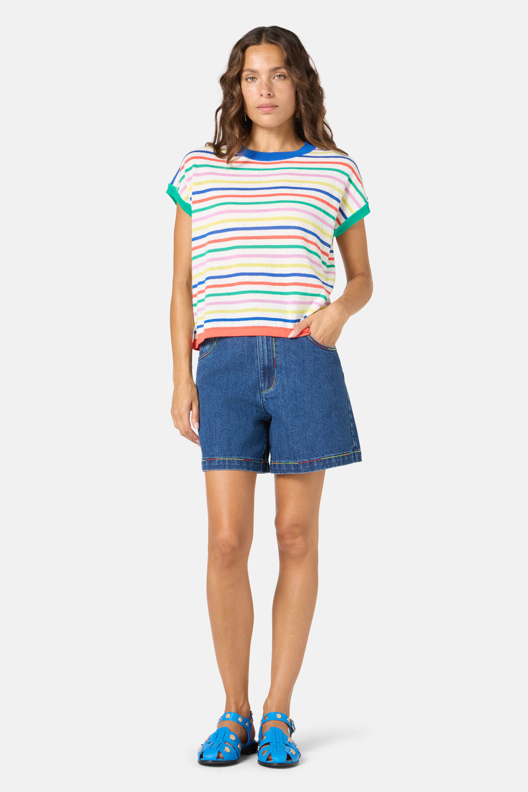 Gorman - Line And Dandy Stripe Top - grey-stripe