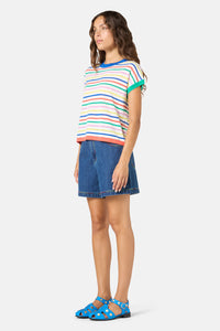 Gorman - Line And Dandy Stripe Top - grey-stripe