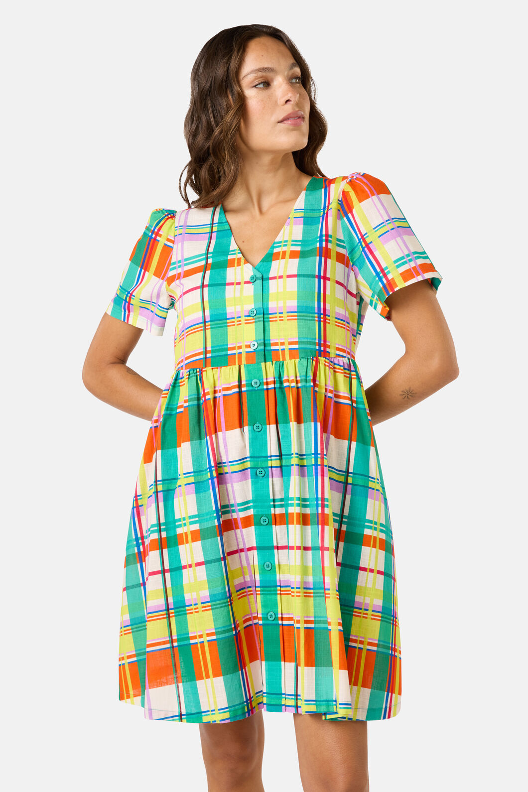 Gorman - Geo Pop Check Smock Dress - print