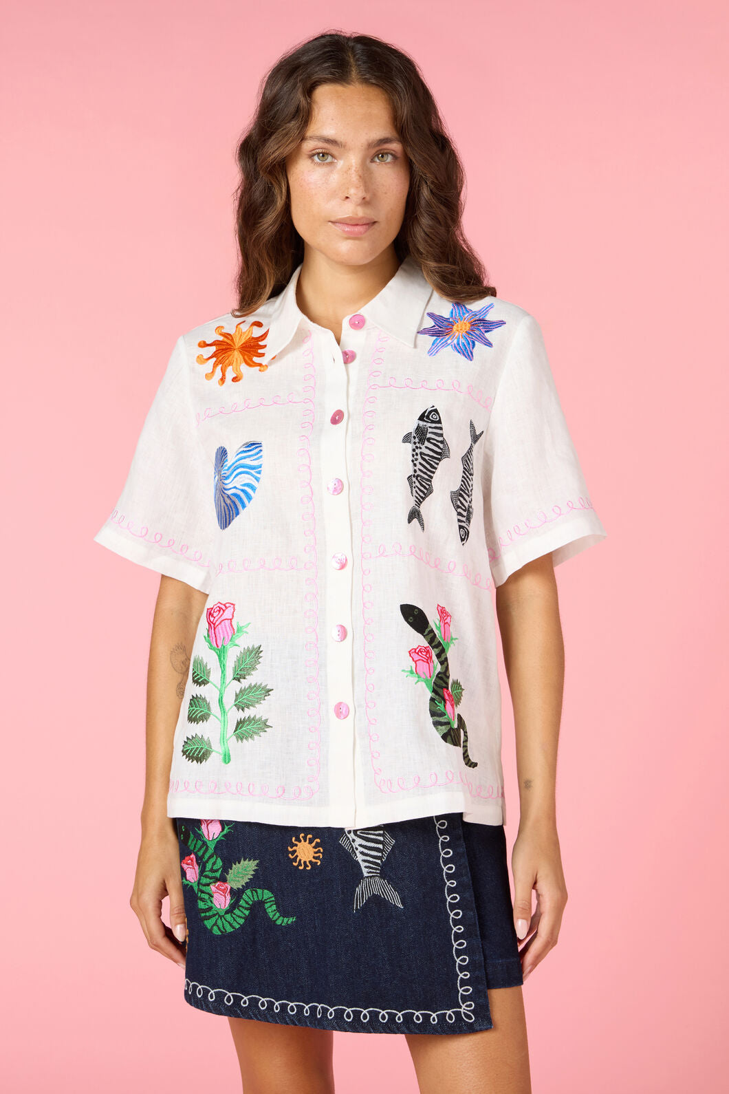 Gorman - Gone Fishing Embroidered Shirt - white