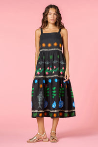 Gorman - Gone Fishing Print Long Dress - black