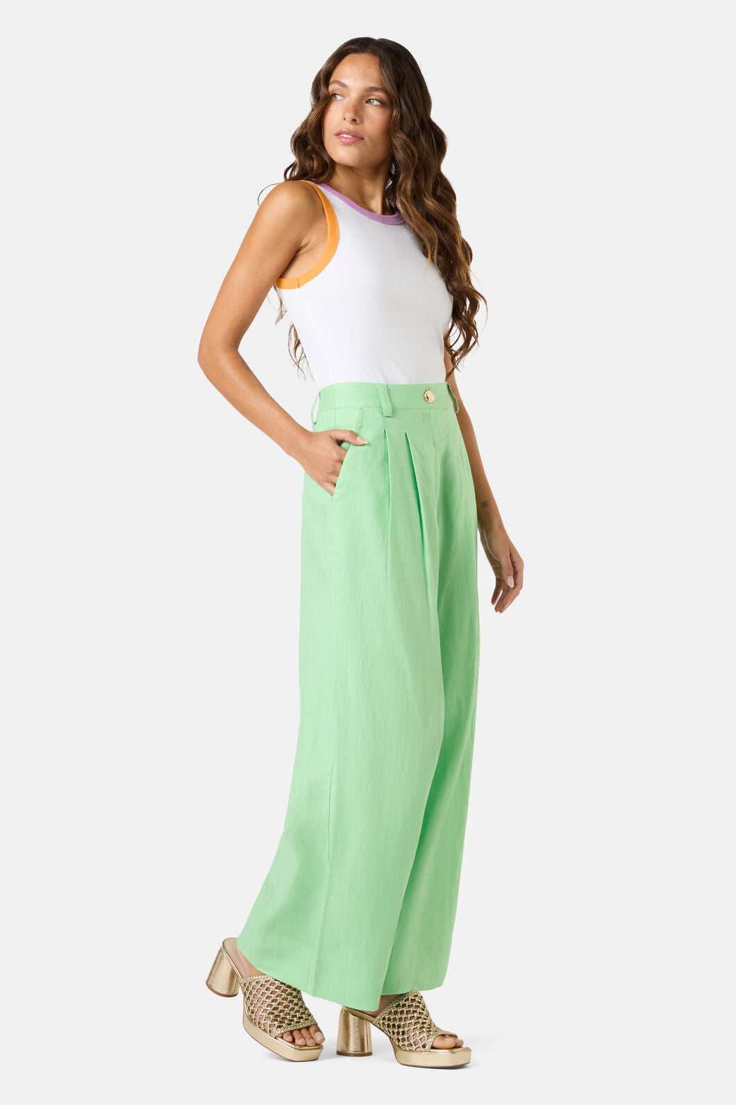 Gorman - Olivia Tailored Linen Pant - apple