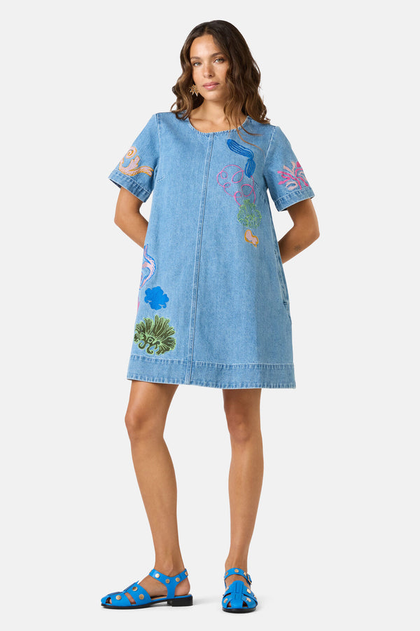 Gorman - Fleur Embroidered Denim Dress - denim