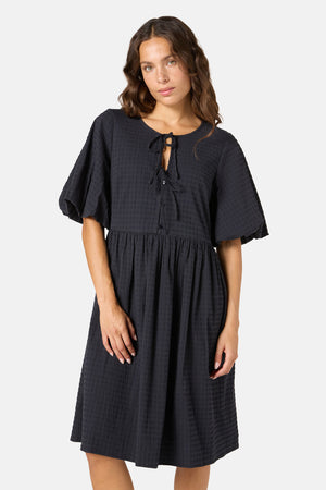 Gorman - Tie Smock Cotton Dress - black