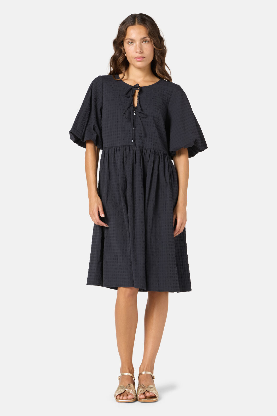 Gorman - Tie Smock Cotton Dress - black
