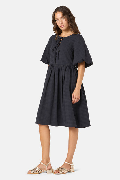 Gorman - Tie Smock Cotton Dress - black