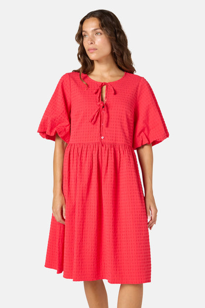 Gorman - Tie Smock Cotton Dress - red