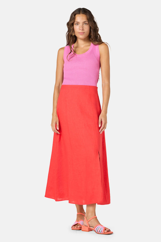 Gorman - Red Tomato Slip Linen Skirt - red
