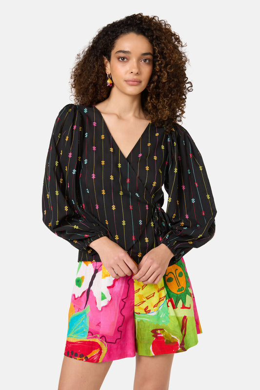 Gorman - Light Show Cotton Jaquard Top - black
