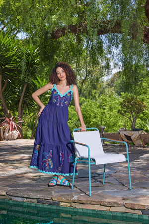 Gorman - Mermaid Embroidered Maxi Dress - navy