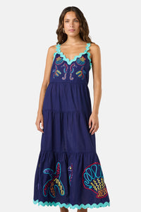 Gorman - Mermaid Embroidered Maxi Dress - navy