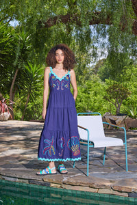 Gorman - Mermaid Embroidered Maxi Dress - navy