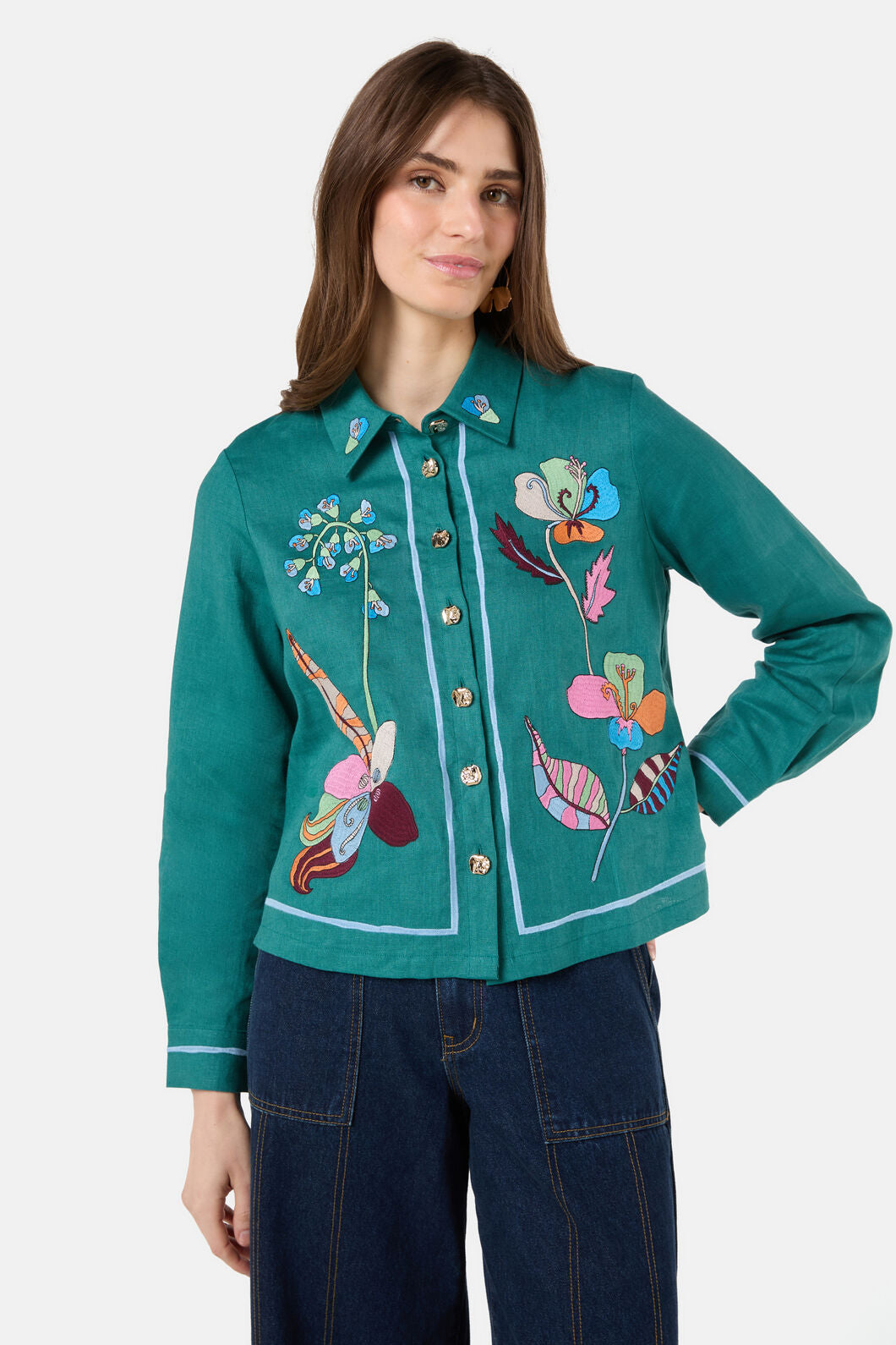 Gorman - Flora Aurora Embroidered Shirt - green