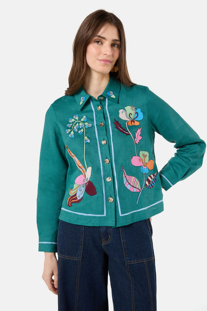 Gorman - Flora Aurora Embroidered Shirt - green