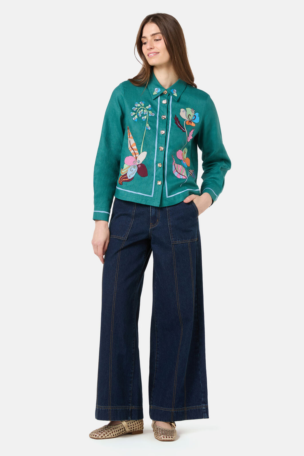 Gorman - Flora Aurora Embroidered Shirt - green