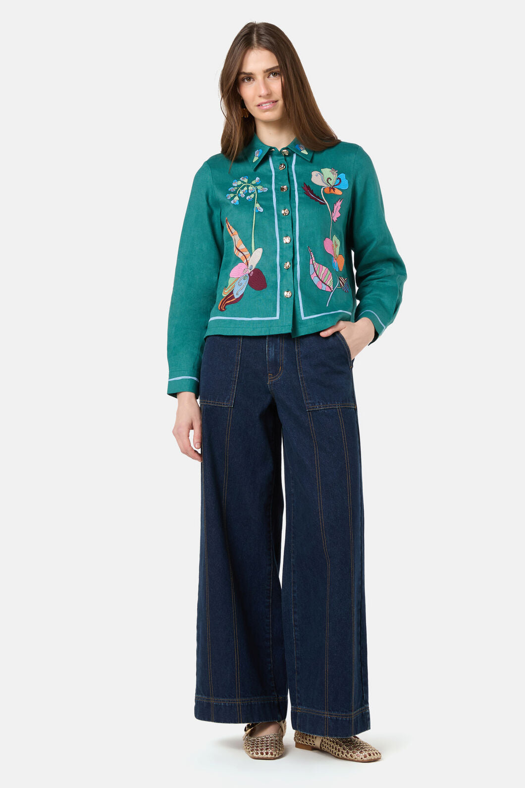 Gorman - Flora Aurora Embroidered Shirt - green