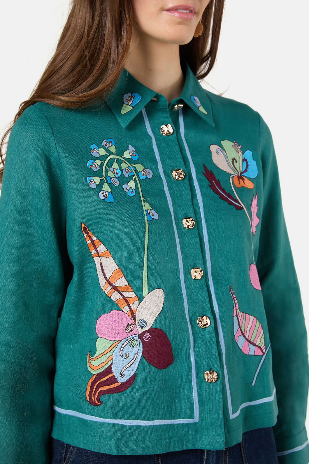 Gorman - Flora Aurora Embroidered Shirt - green