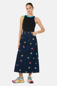 Gorman - Tropic Pop Denim Skirt - indigo