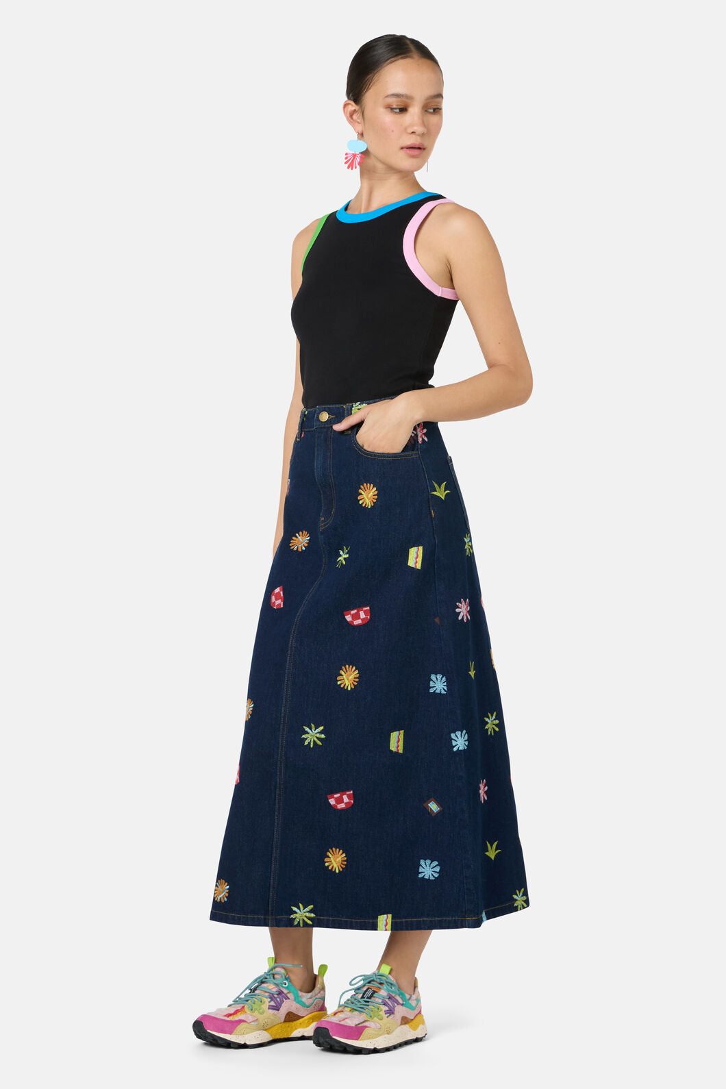 Gorman - Tropic Pop Denim Skirt - indigo