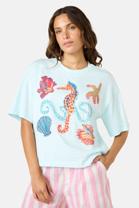 Gorman - MermaidBeadedPlacemntRelaxTee - blue
