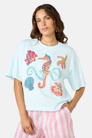 Gorman - MermaidBeadedPlacemntRelaxTee - blue