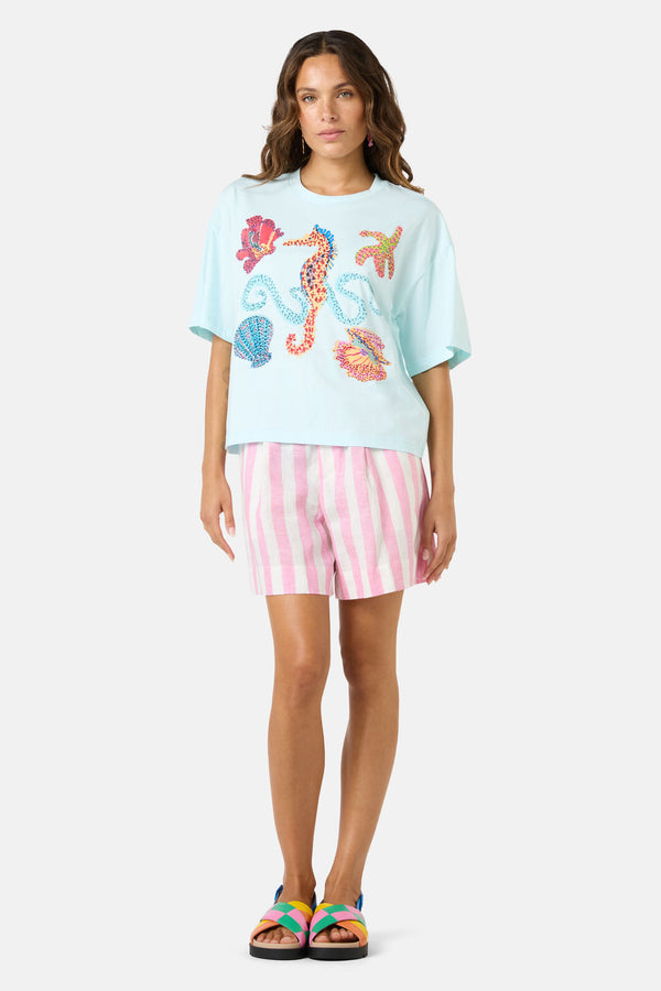 Gorman - MermaidBeadedPlacemntRelaxTee - blue