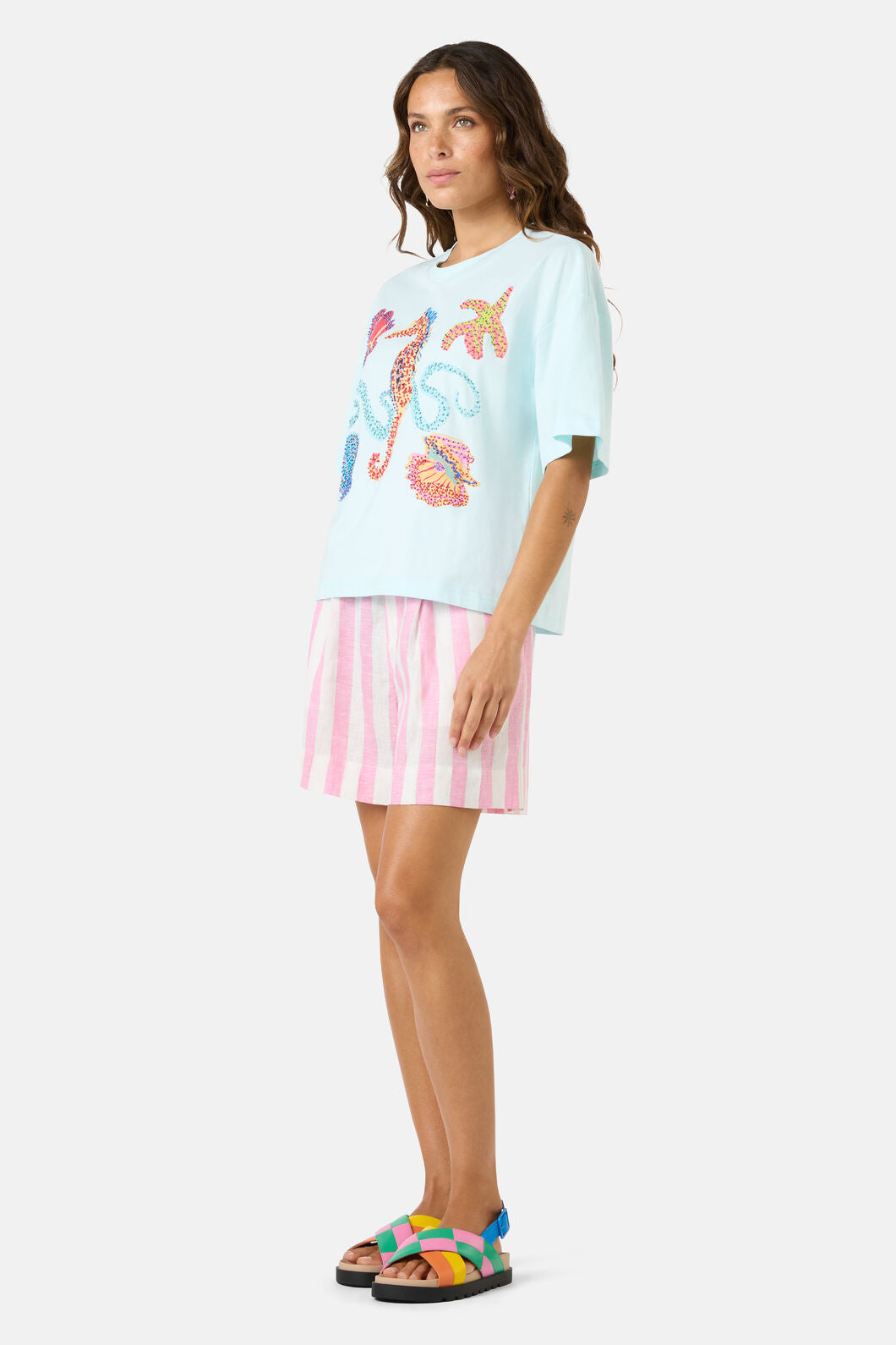 Gorman - MermaidBeadedPlacemntRelaxTee - blue