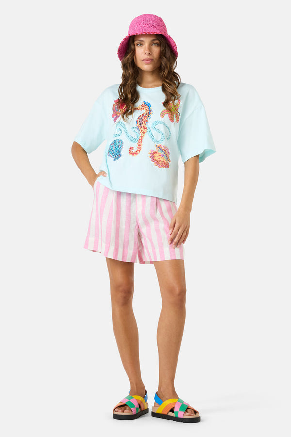 Gorman - MermaidBeadedPlacemntRelaxTee - blue