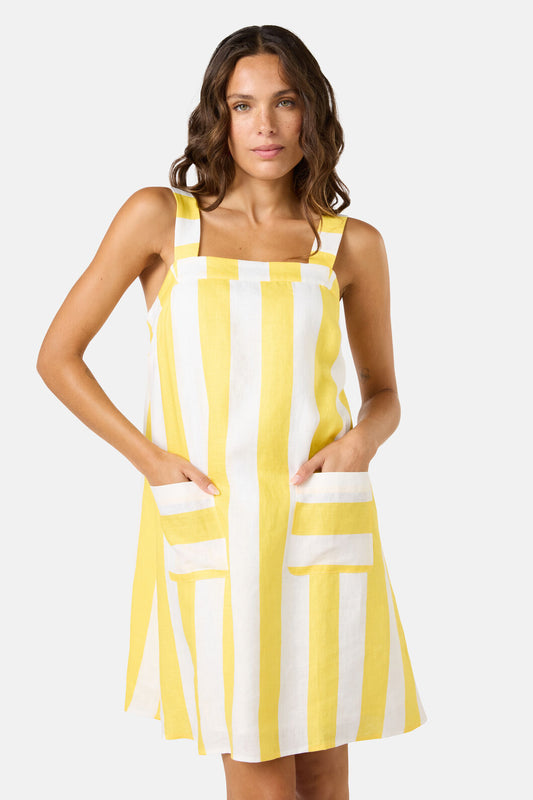 Gorman - Amara Stripe Linen Dress - yellow