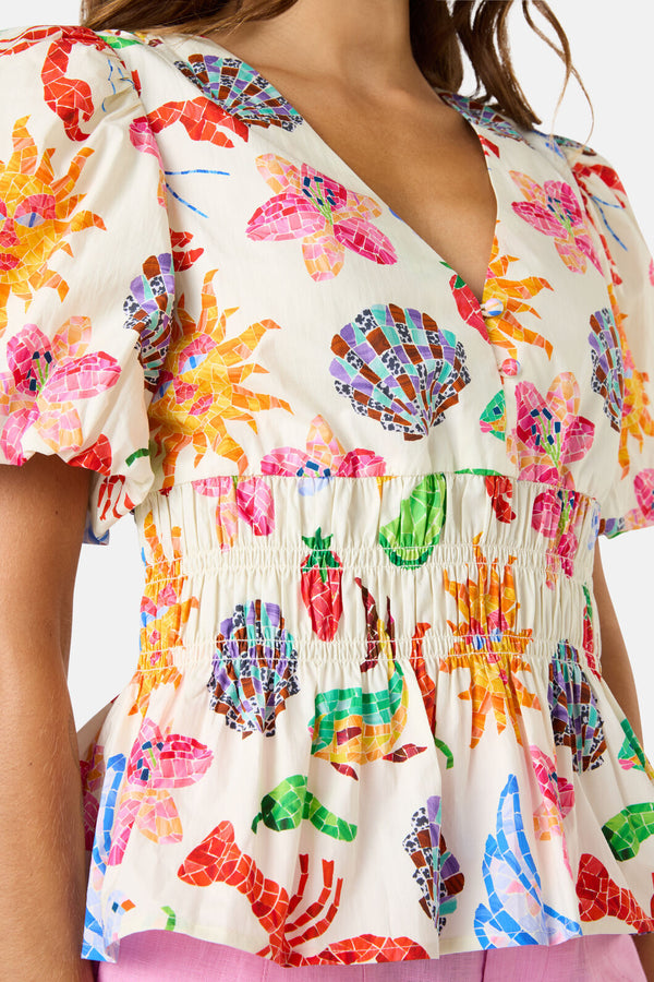 Gorman - Mosaic Mile Poplin Top - print
