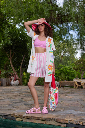 Gorman - Amara Stripe Linen Short - pink