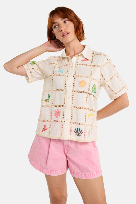 Gorman - Mosaic Mile Embroidered Shirt - cream