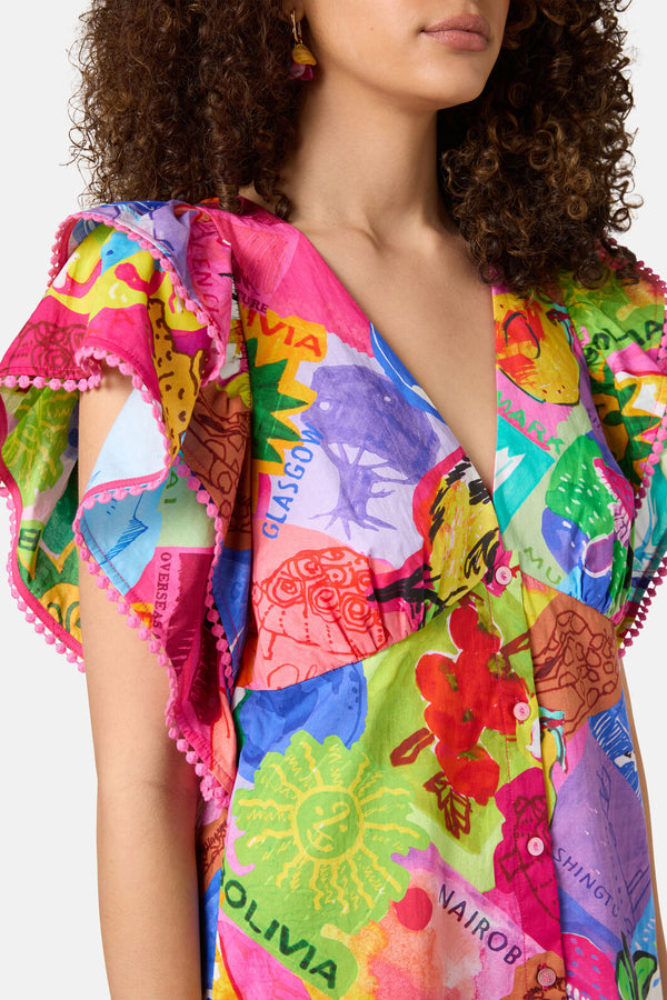 Gorman - Pen Pals Organic Smock Dress - print