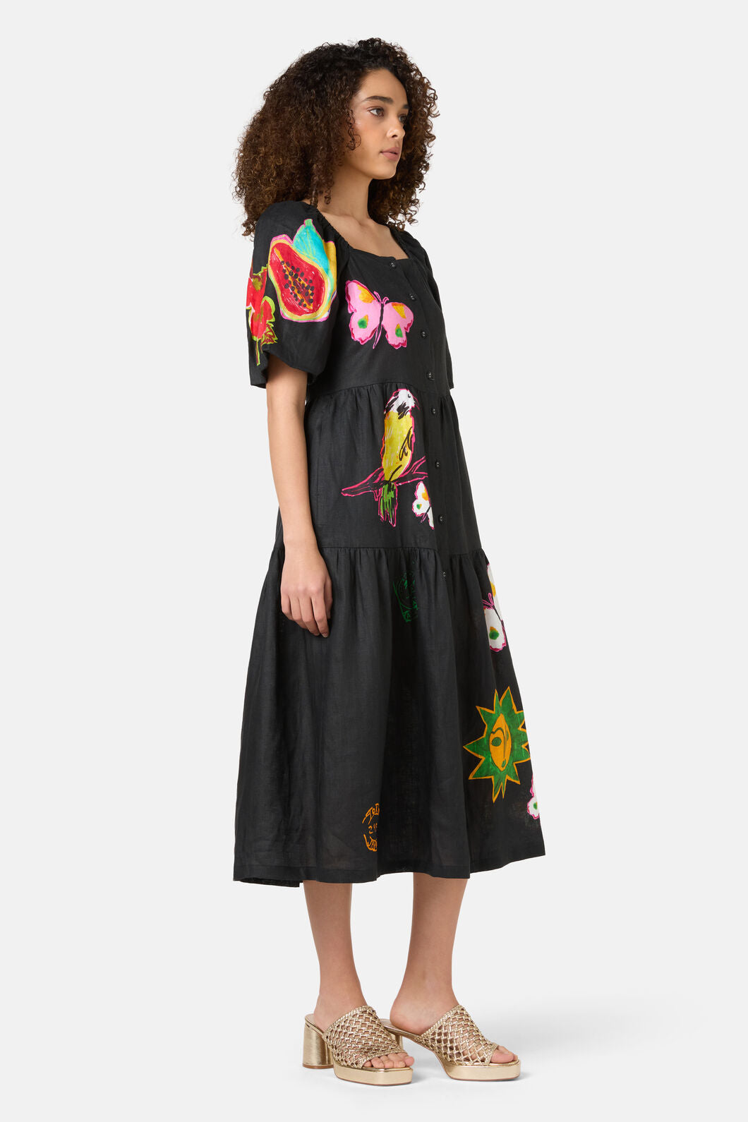 Gorman - Pen Pals Tiered Linen Dress - print